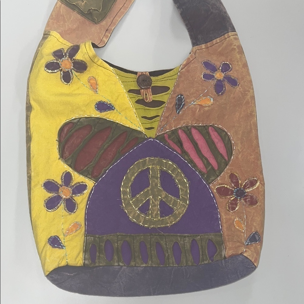 Colorful Patchwork Hobo Bag with cell phone pocket, preowned